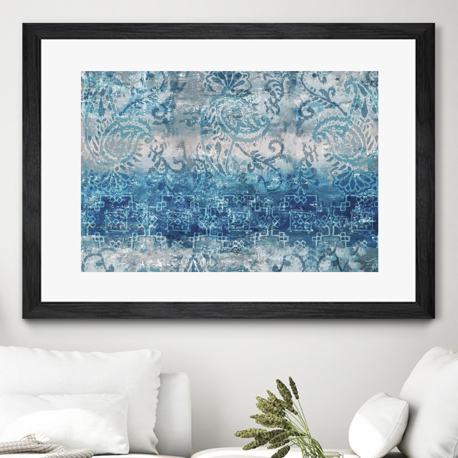 Blue Abstract Elegance II by Eva Watts on GIANT ART - white abstract