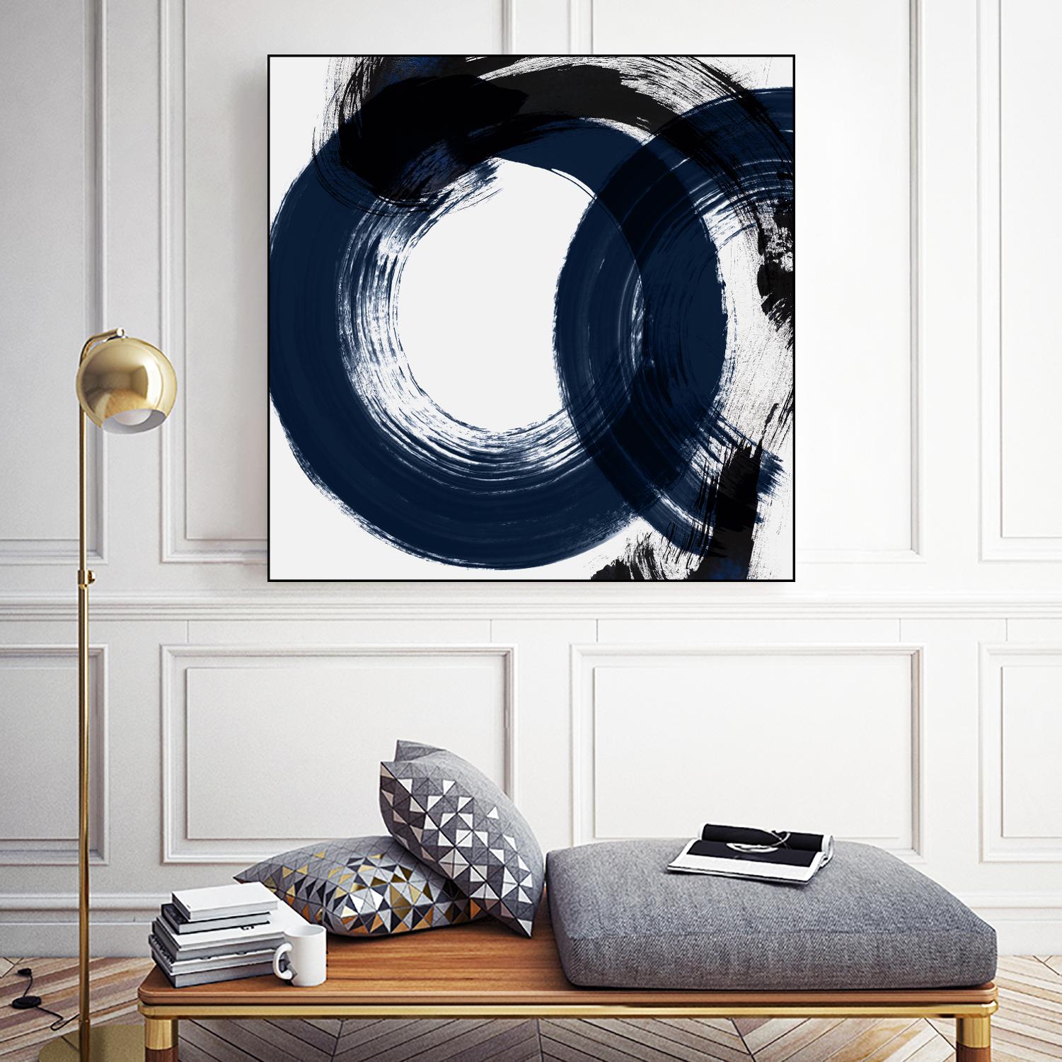 Deep Eternity by Isabelle Z on GIANT ART - blue black & white round