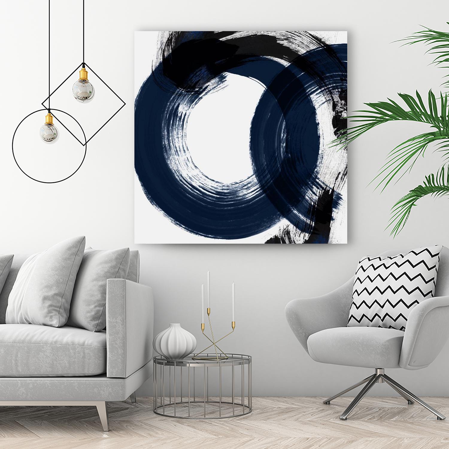 Deep Eternity by Isabelle Z on GIANT ART - blue black & white round