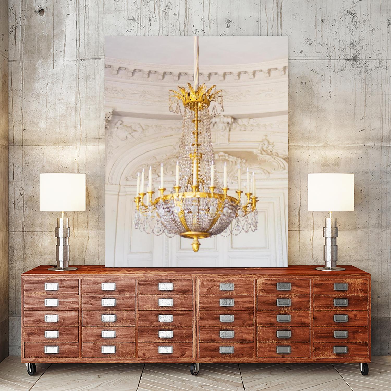 Versailles Chandelier III by Georgianna Lane on GIANT ART - gold architectural lustre