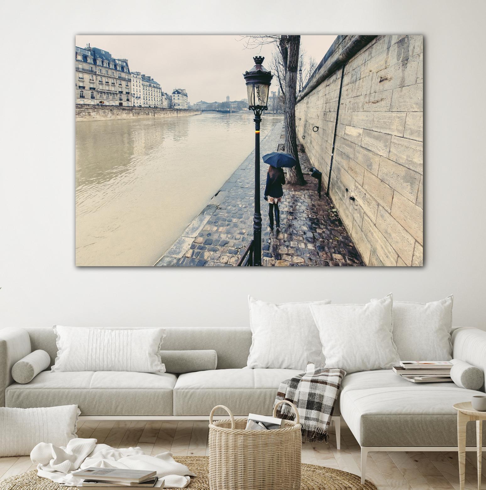 The Girl on the Seine River by Guilliame Gaudet on GIANT ART - grey city scene