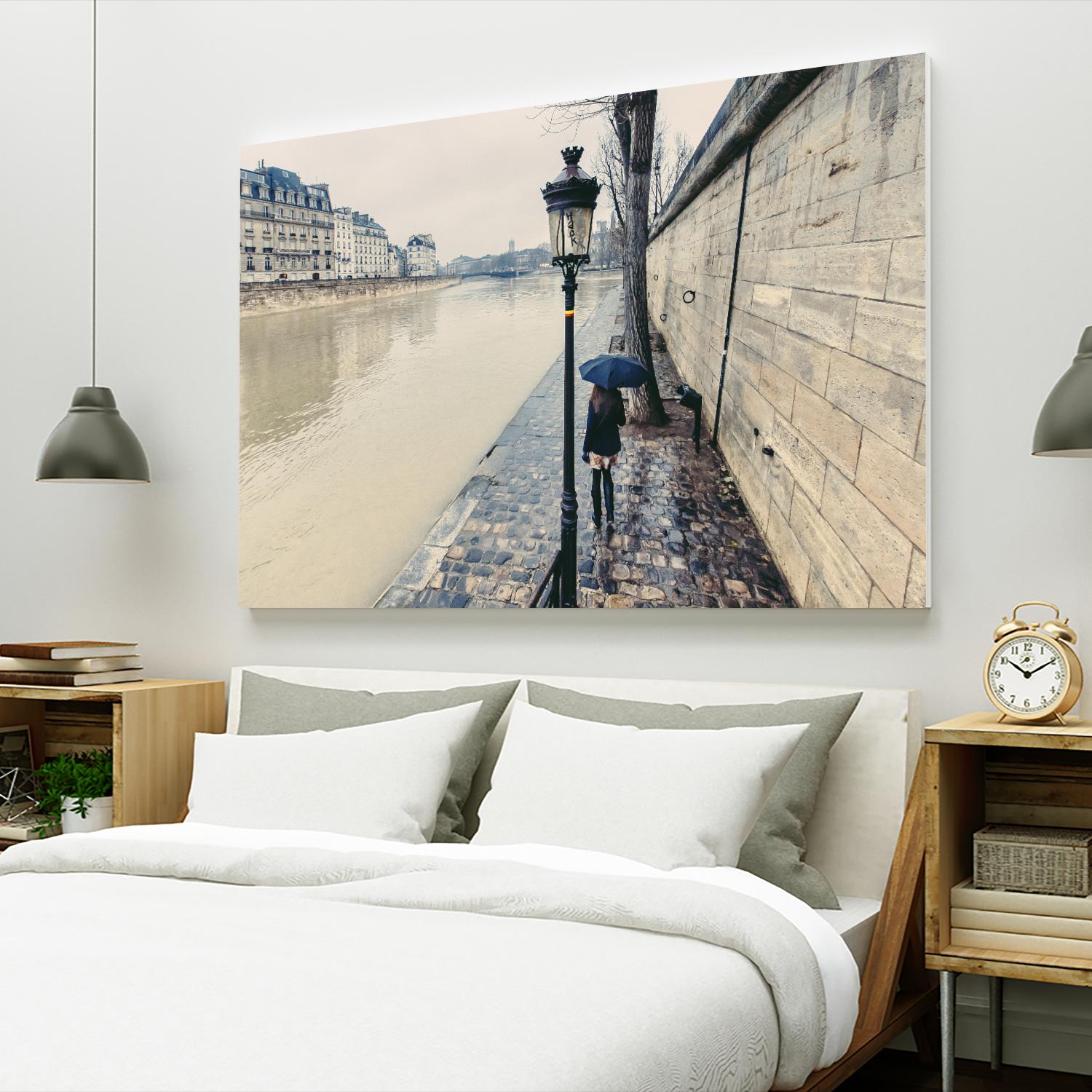 The Girl on the Seine River by Guilliame Gaudet on GIANT ART - grey city scene