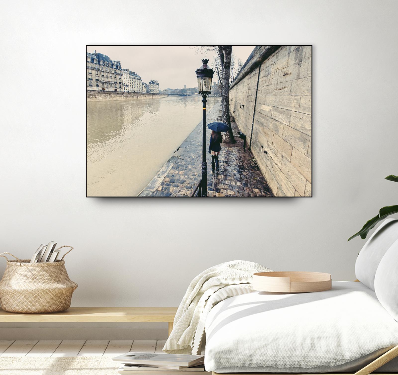 The Girl on the Seine River by Guilliame Gaudet on GIANT ART - grey city scene