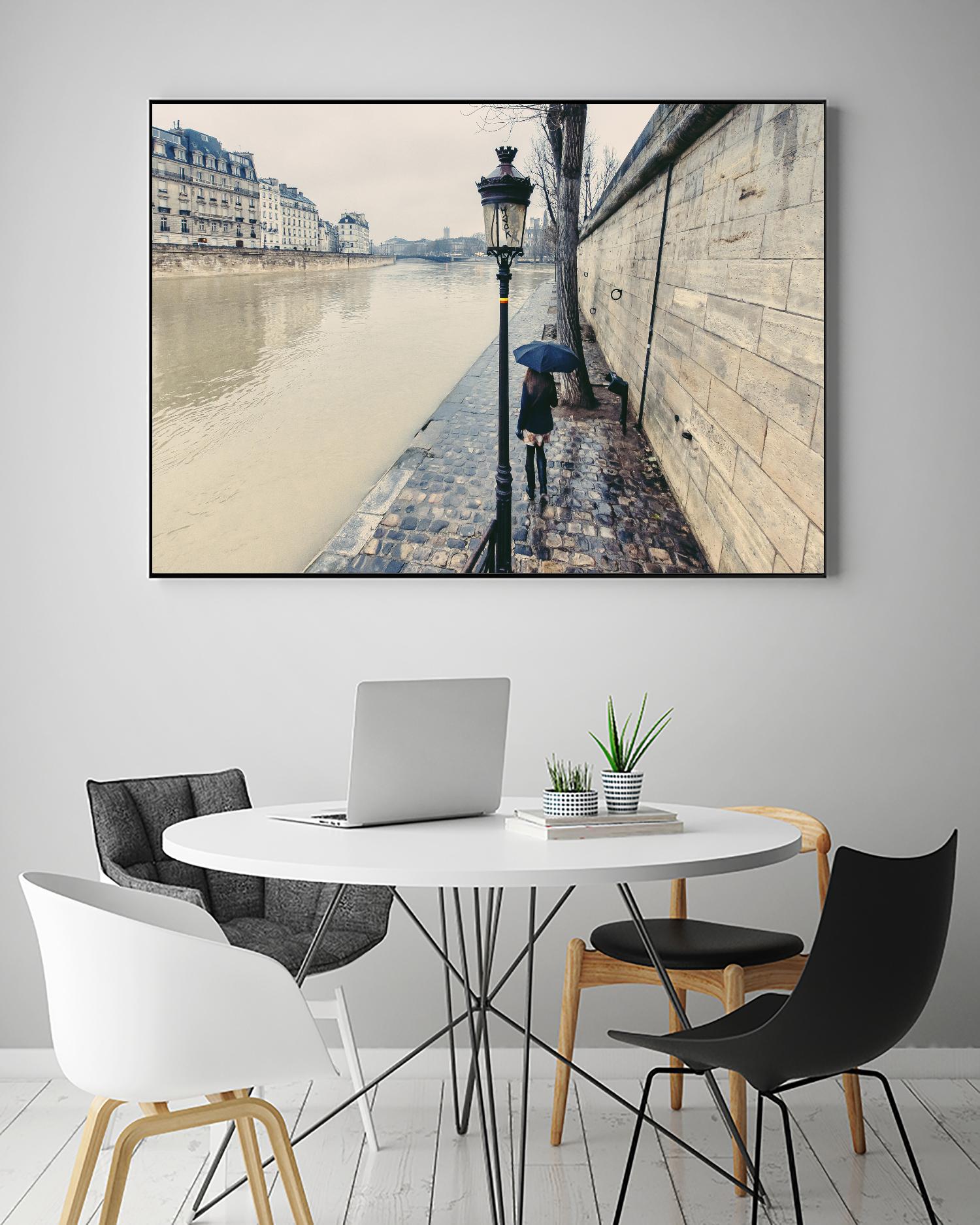 The Girl on the Seine River by Guilliame Gaudet on GIANT ART - grey city scene