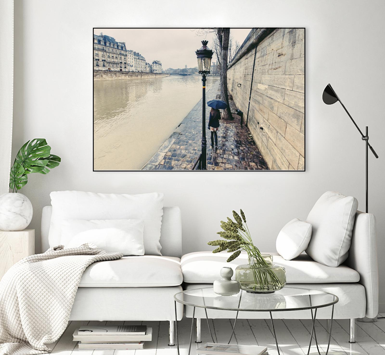 The Girl on the Seine River by Guilliame Gaudet on GIANT ART - grey city scene