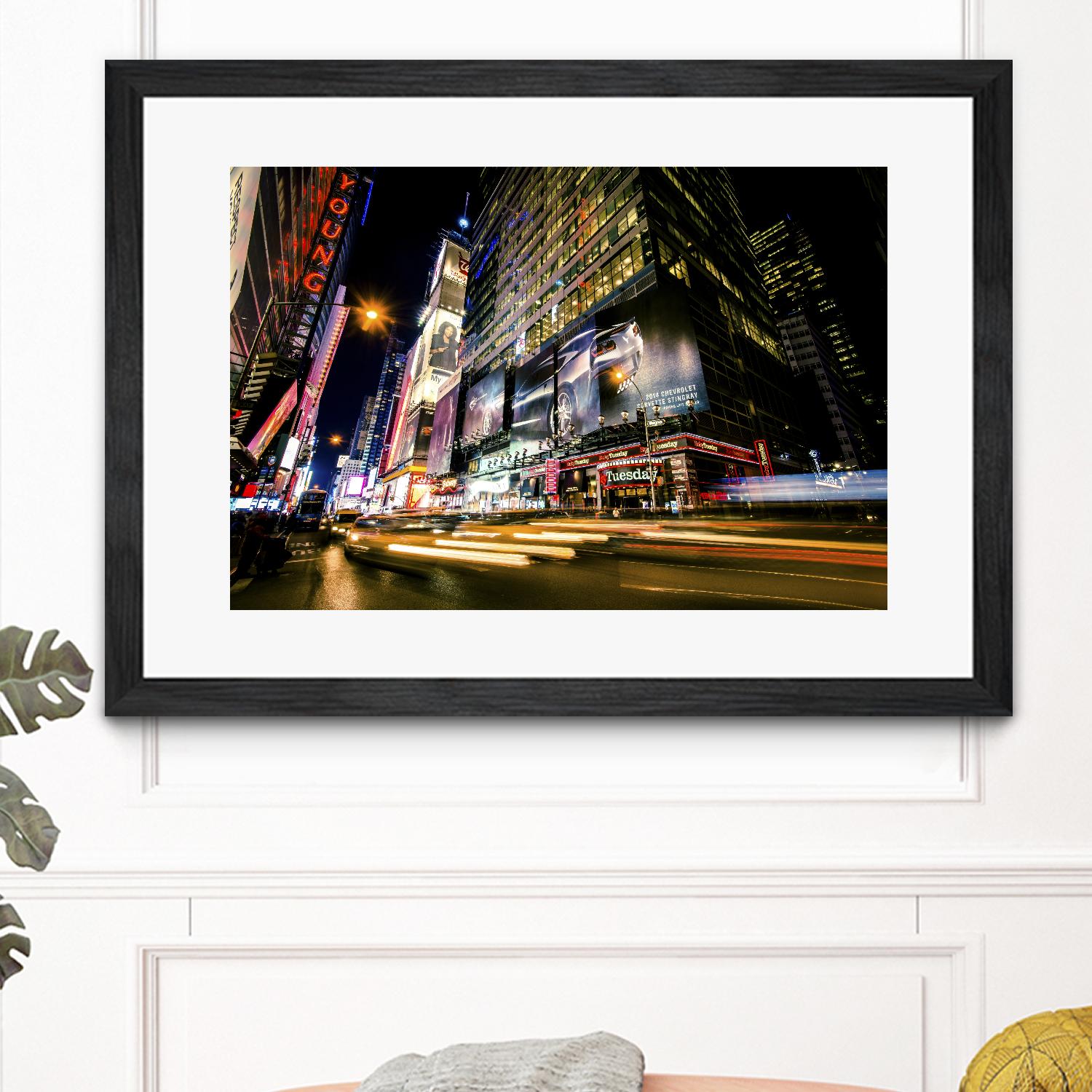 Times Square Rays of Light VI by Guilliame Gaudet on GIANT ART - yellow city scene