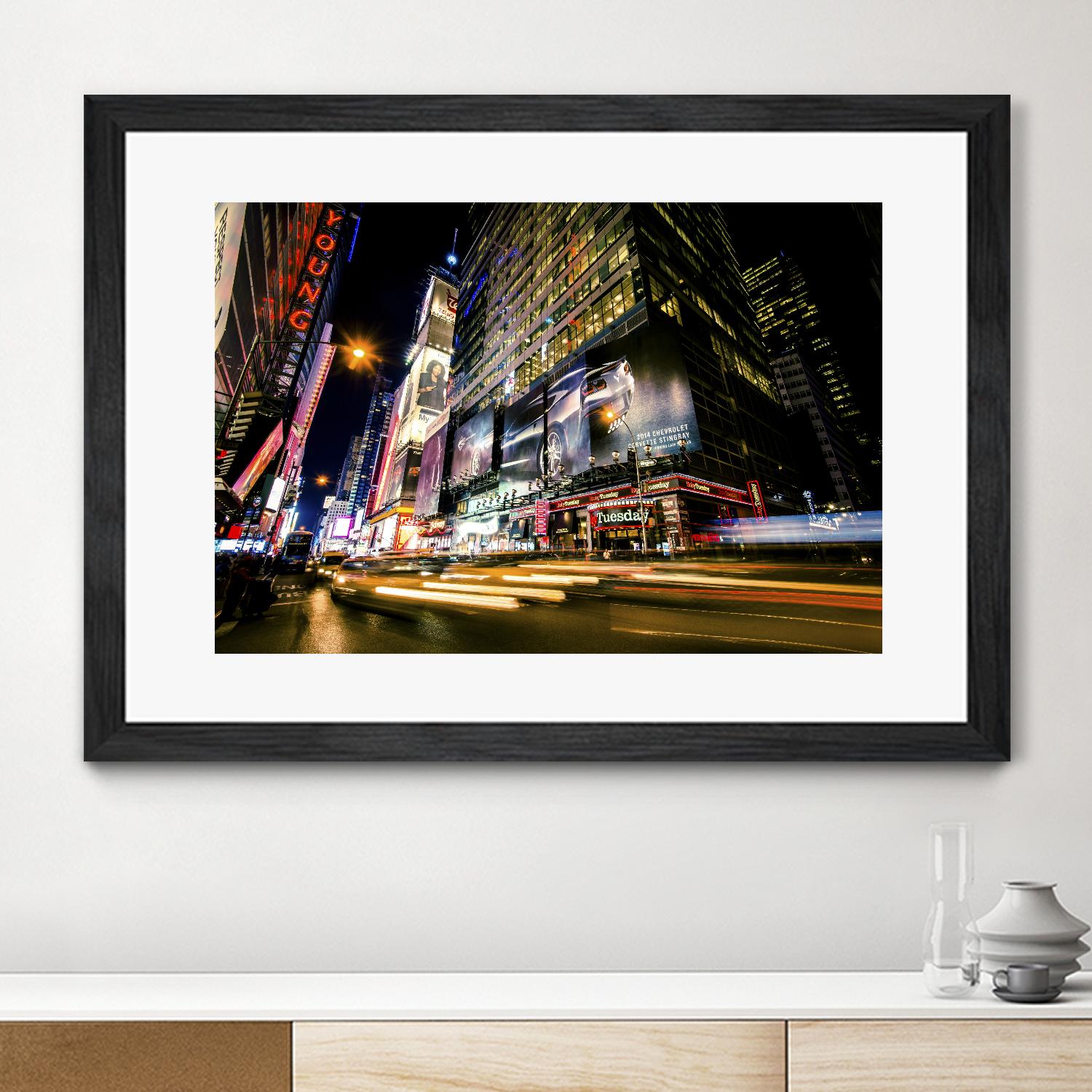 Times Square Rays of Light VI by Guilliame Gaudet on GIANT ART - yellow city scene