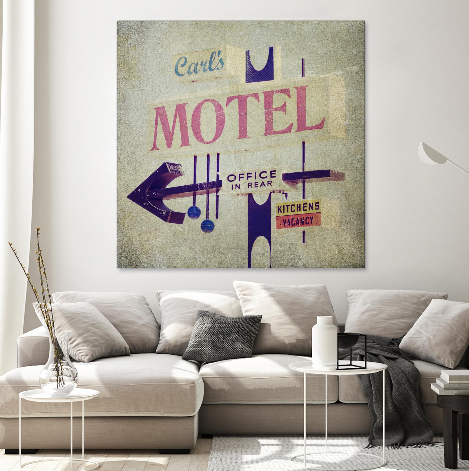 Carls Motel Sign by Honey Malek on GIANT ART - purple contemporary