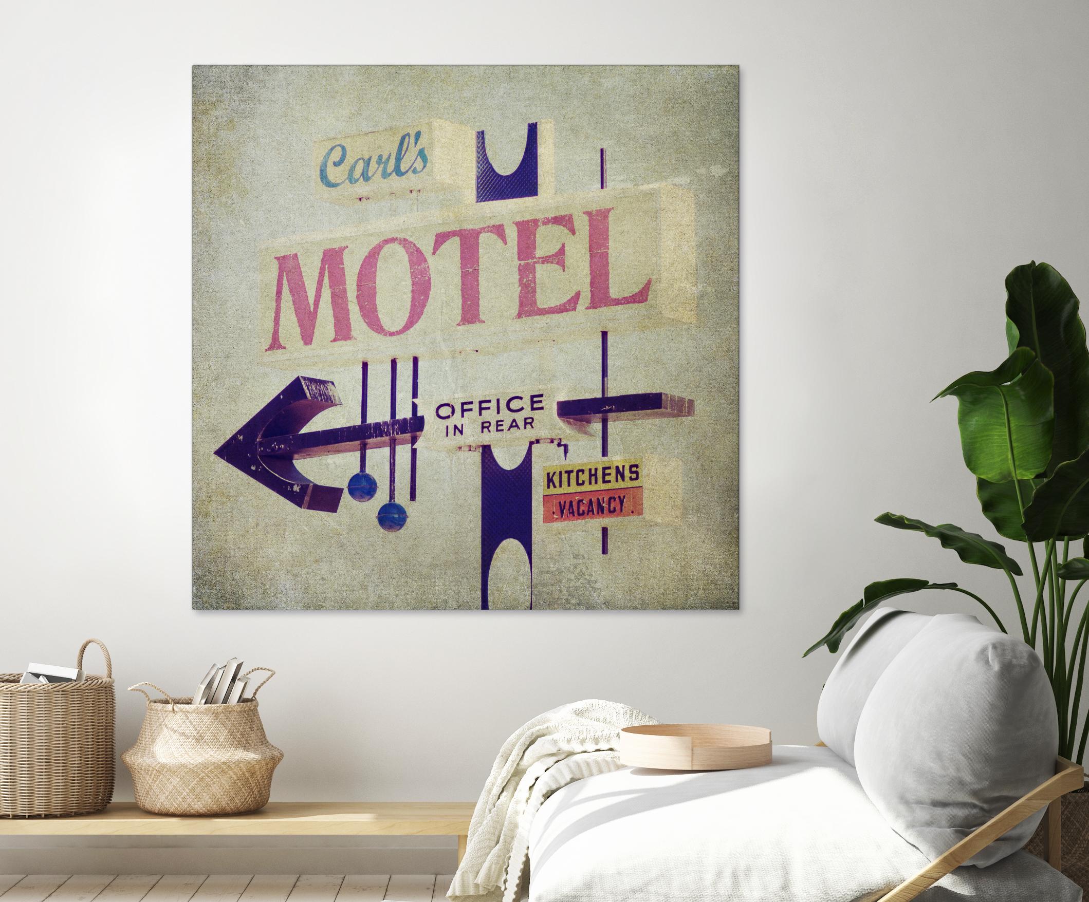 Carls Motel Sign by Honey Malek on GIANT ART - purple contemporary