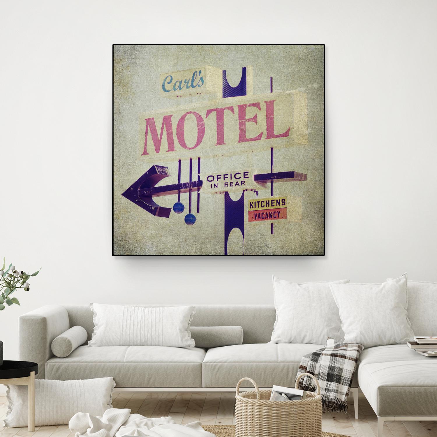 Carls Motel Sign by Honey Malek on GIANT ART - purple contemporary