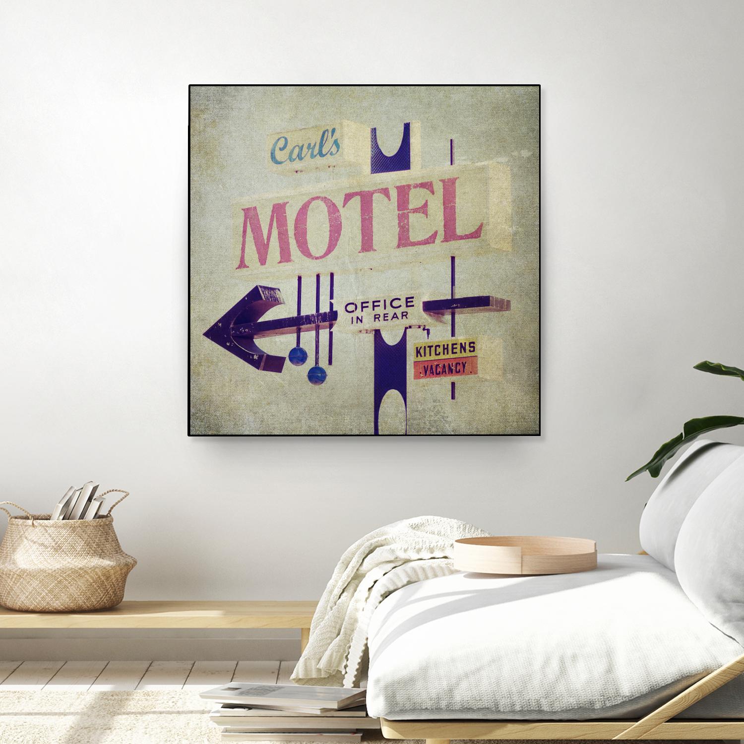 Carls Motel Sign by Honey Malek on GIANT ART - purple contemporary