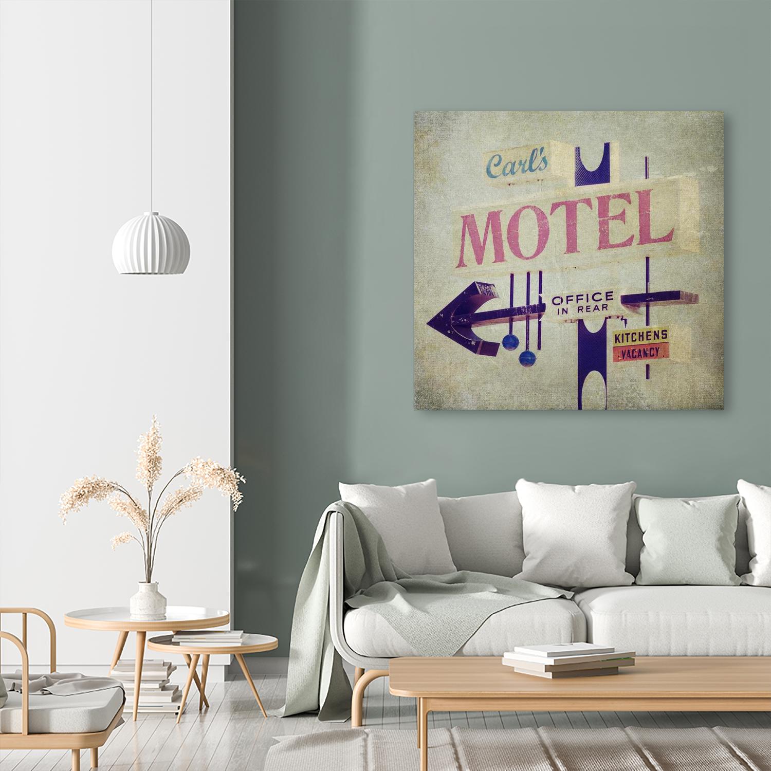 Carls Motel Sign by Honey Malek on GIANT ART - purple contemporary