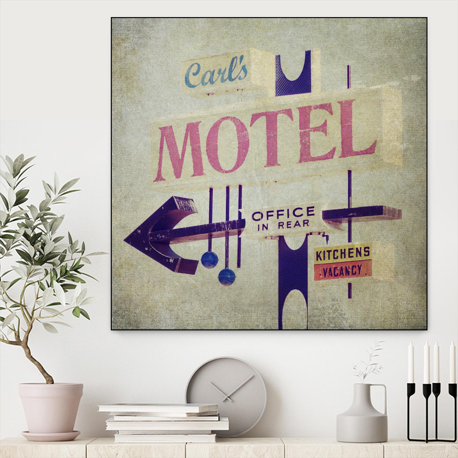 Carls Motel Sign by Honey Malek on GIANT ART - purple contemporary