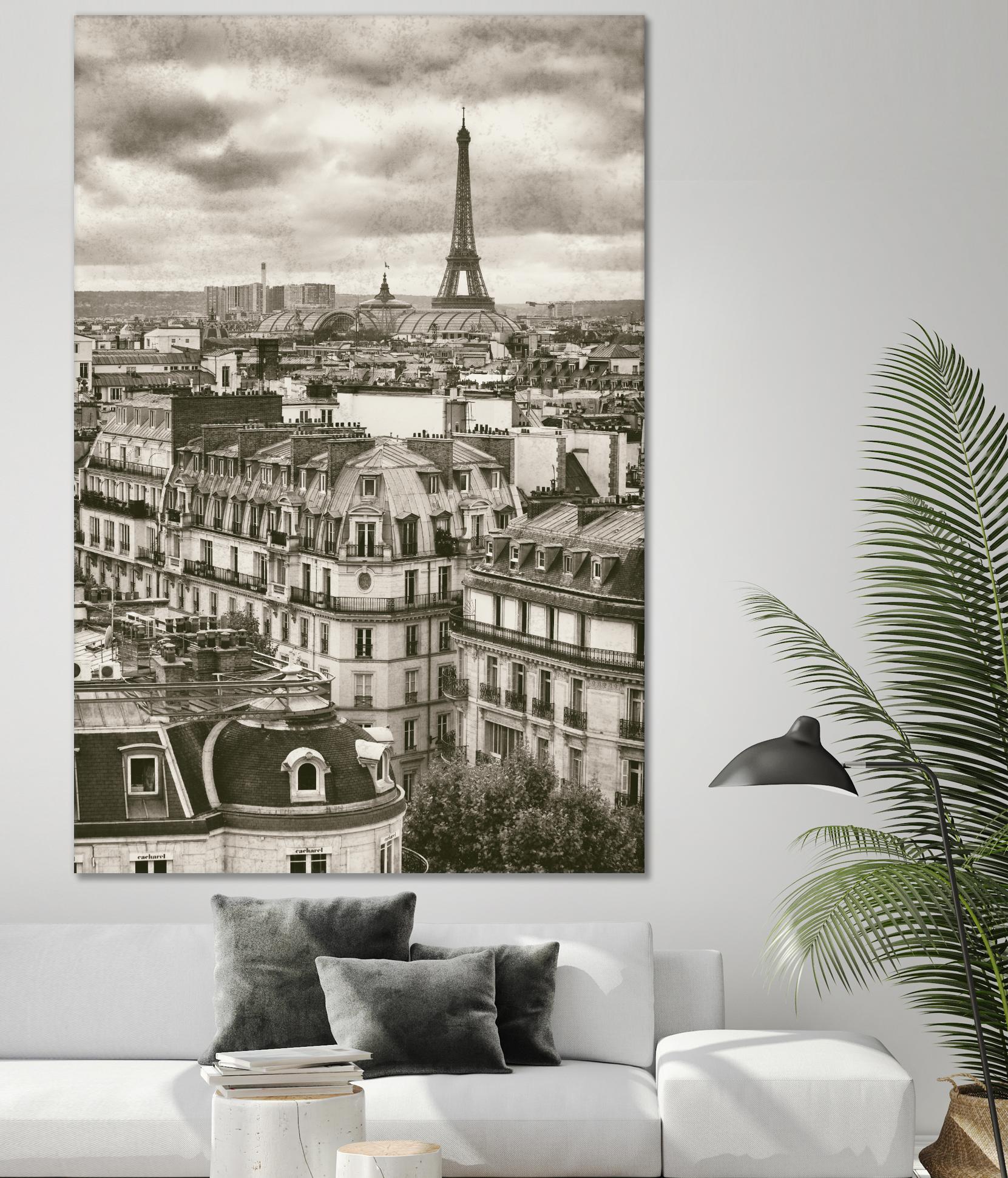 Rooftops and Eiffel by Jody Stuart on GIANT ART - white city scene