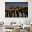 Lower Manhattan at Twilight by Franklin J. Kearney on GIANT ART - yellow city scene