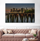 Lower Manhattan at Twilight by Franklin J. Kearney on GIANT ART - yellow city scene
