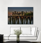 Lower Manhattan at Twilight by Franklin J. Kearney on GIANT ART - yellow city scene