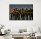 Lower Manhattan at Twilight by Franklin J. Kearney on GIANT ART - yellow city scene