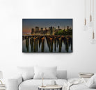 Lower Manhattan at Twilight by Franklin J. Kearney on GIANT ART - yellow city scene