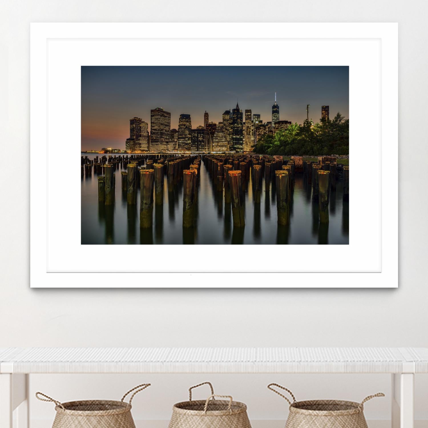 Lower Manhattan at Twilight by Franklin J. Kearney on GIANT ART - yellow city scene