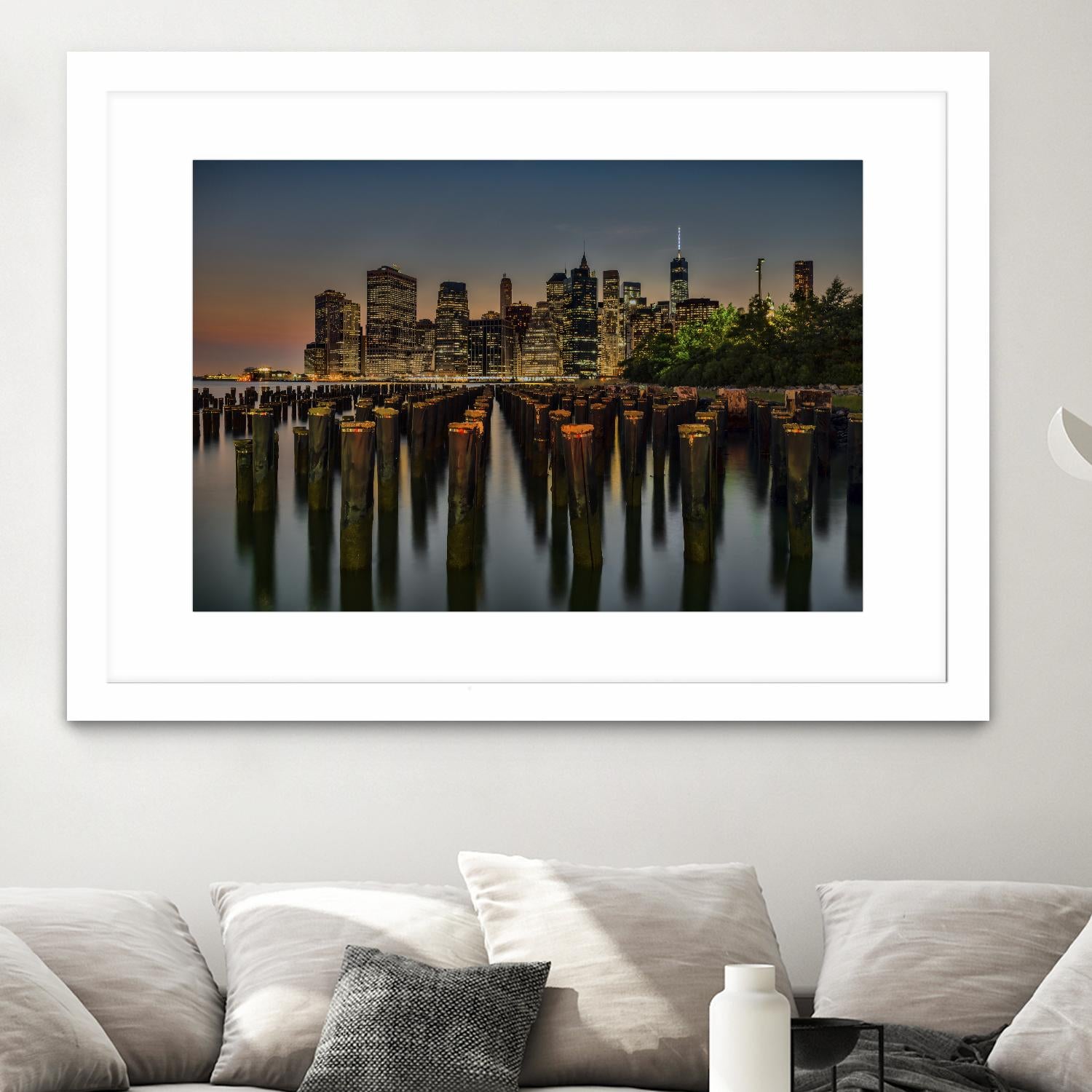 Lower Manhattan at Twilight by Franklin J. Kearney on GIANT ART - yellow city scene