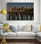Lower Manhattan at Twilight by Franklin J. Kearney on GIANT ART - yellow city scene