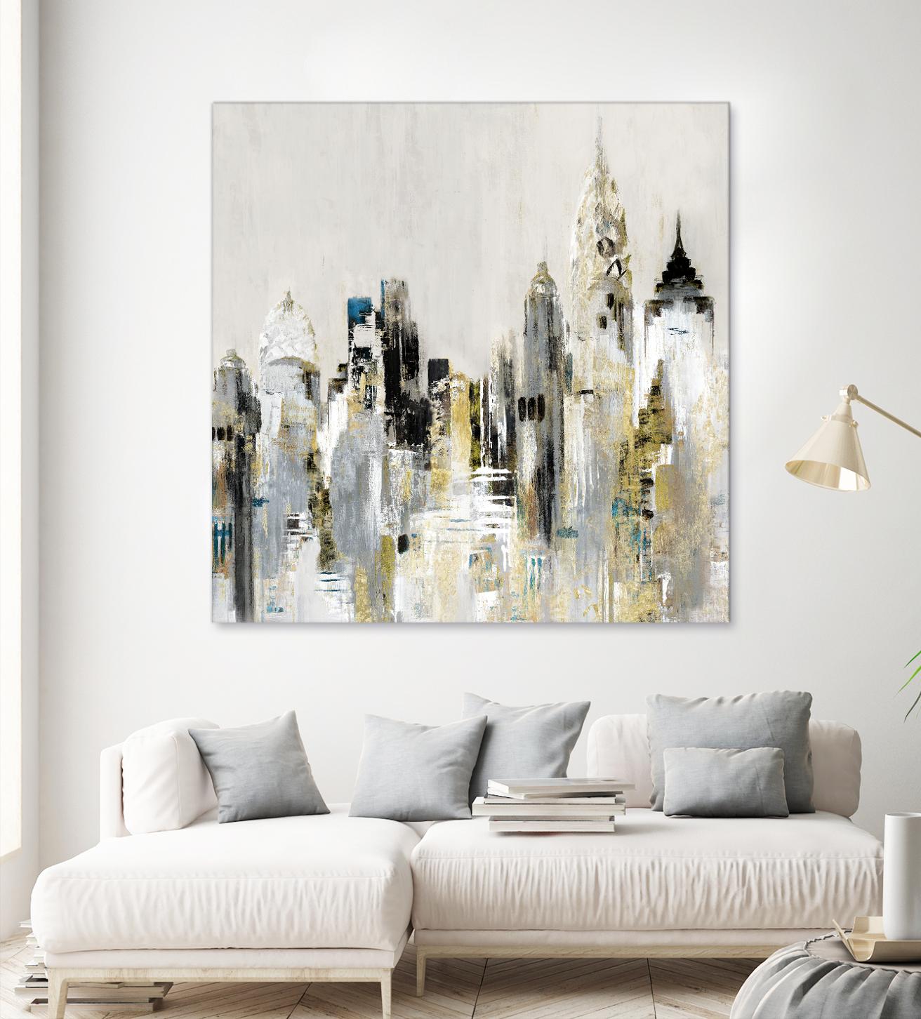 Golden Cityscape by Valeria Mravyan on GIANT ART - gold city scene