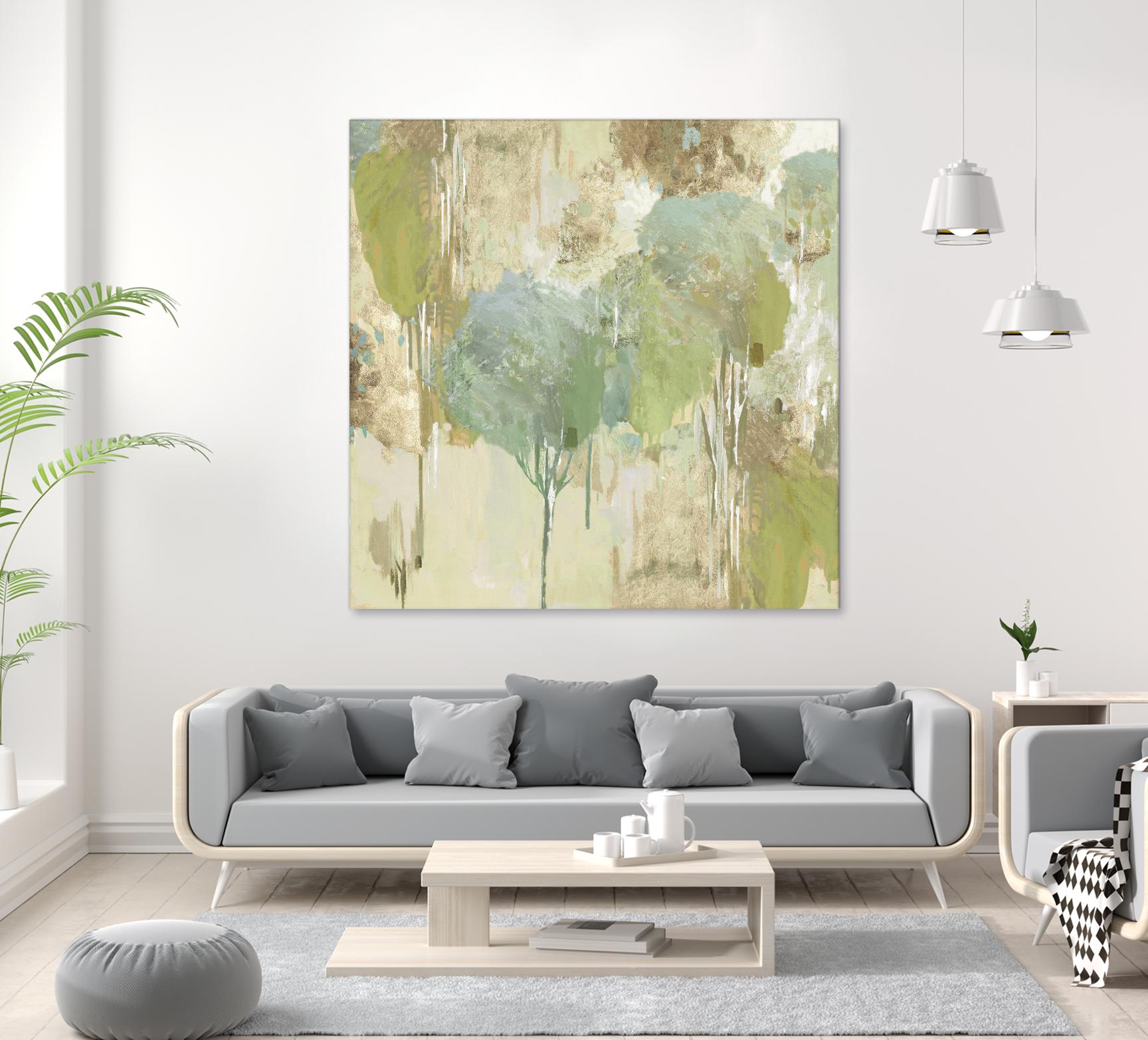 Teal Forest I by Valeria Mravyan on GIANT ART - beige abstract