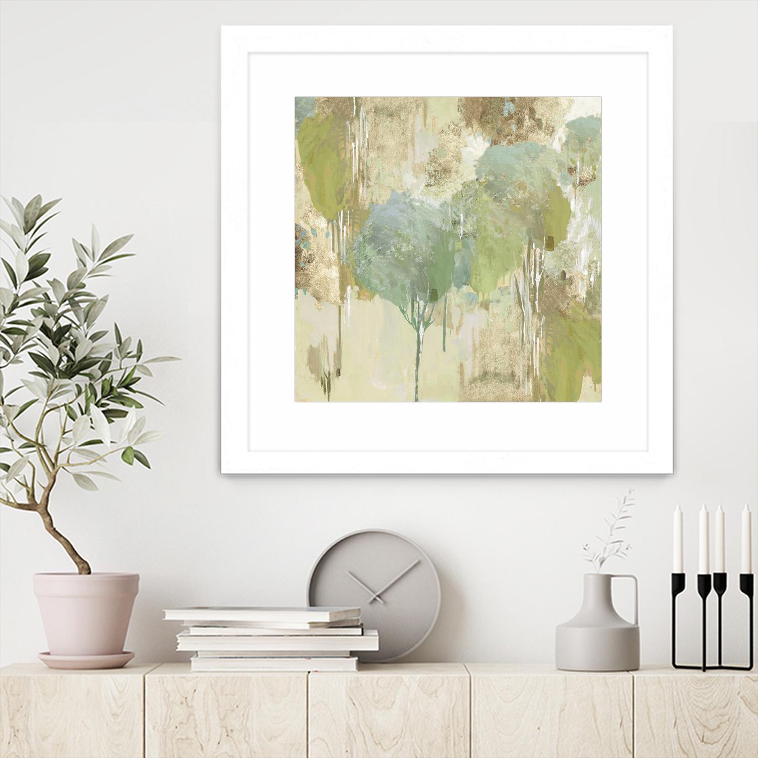 Teal Forest I by Valeria Mravyan on GIANT ART - beige abstract