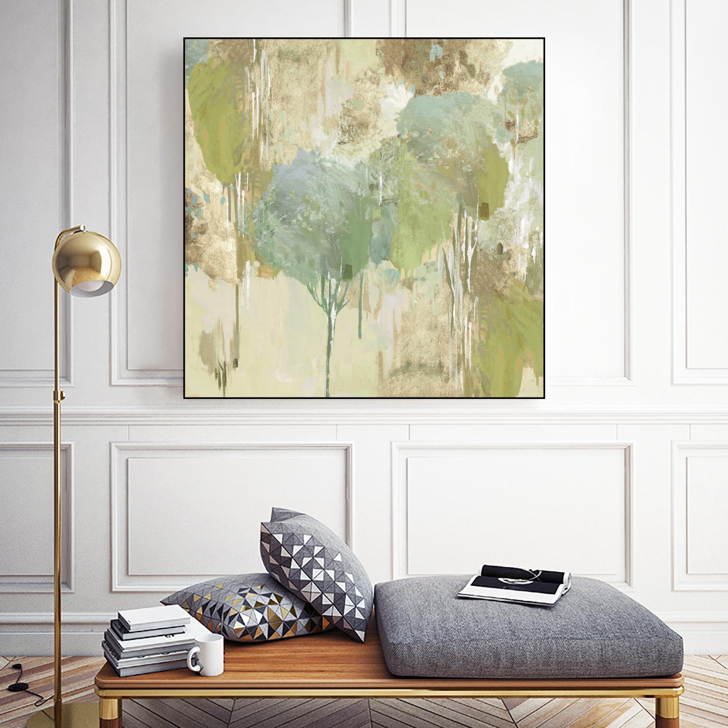 Teal Forest I by Valeria Mravyan on GIANT ART - beige abstract