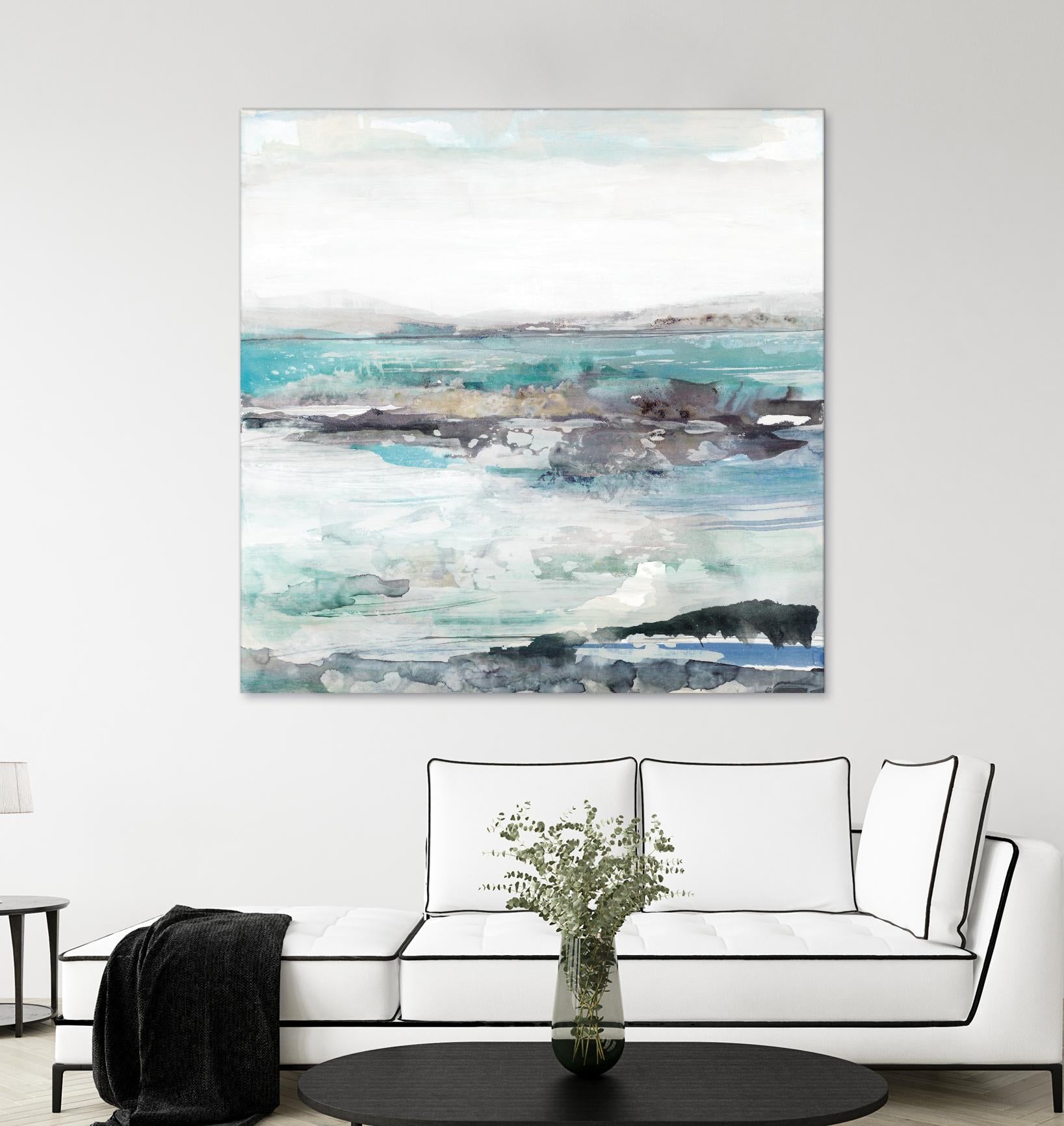 Sea Foam I by Maya Woods on GIANT ART - cyan abstract