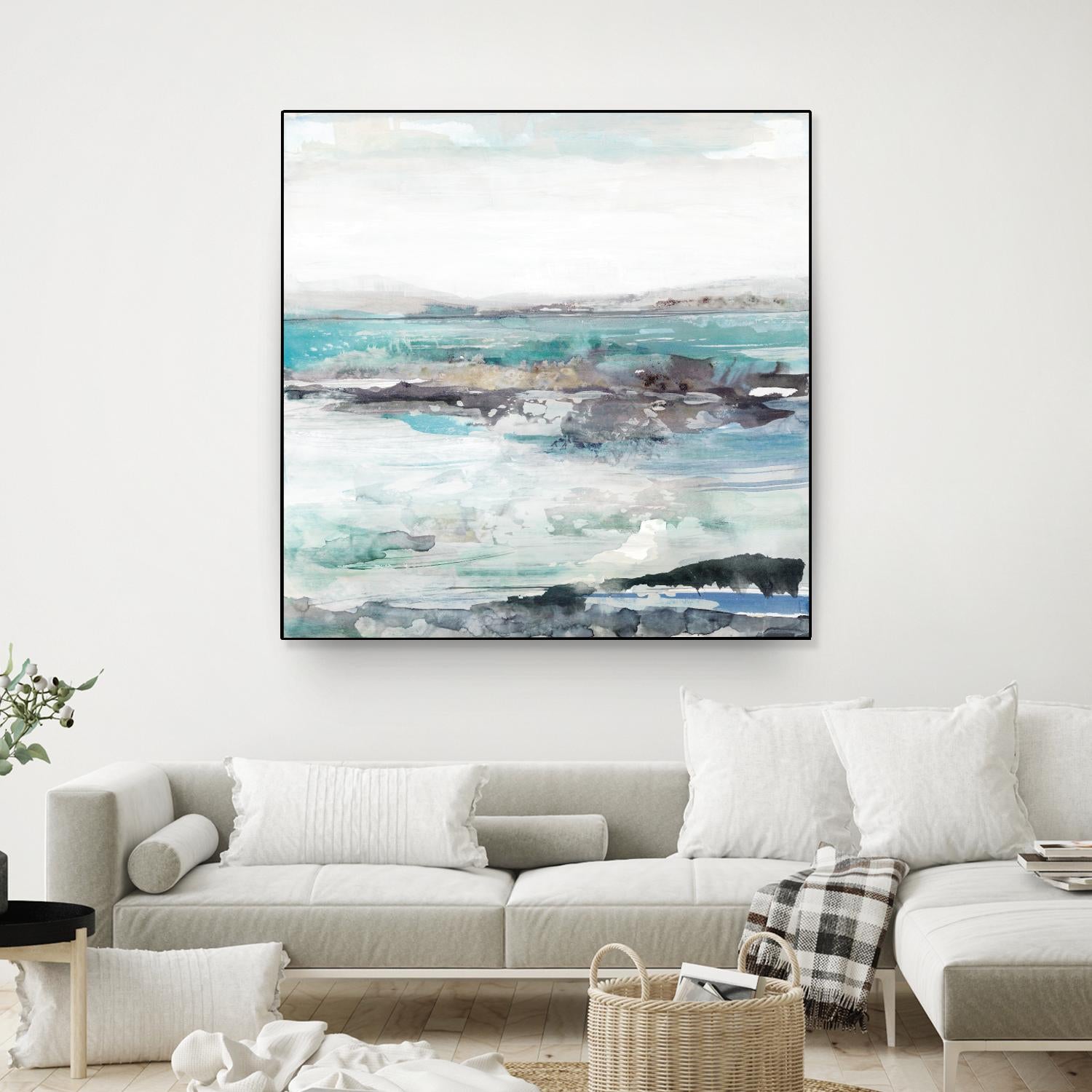 Sea Foam I by Maya Woods on GIANT ART - cyan abstract