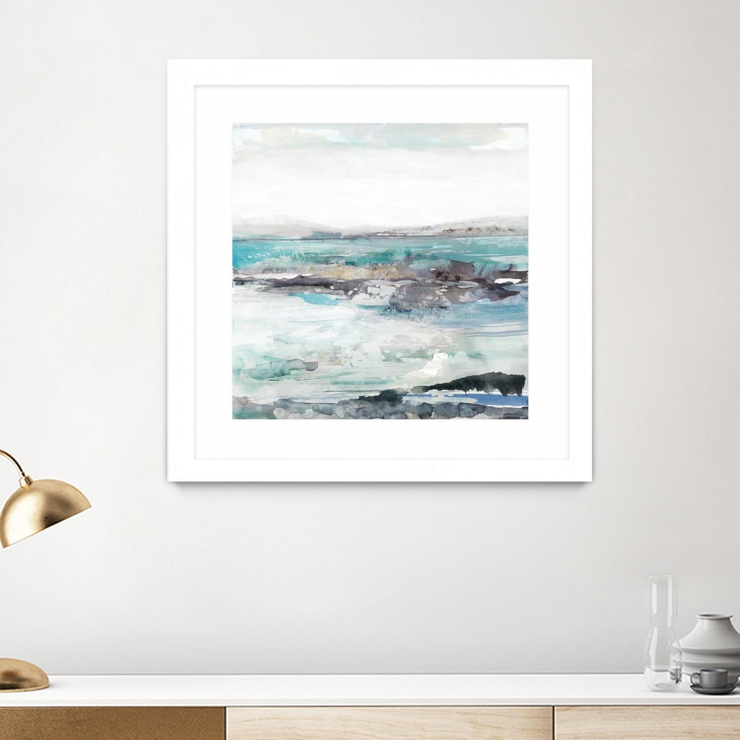 Sea Foam I by Maya Woods on GIANT ART - cyan abstract