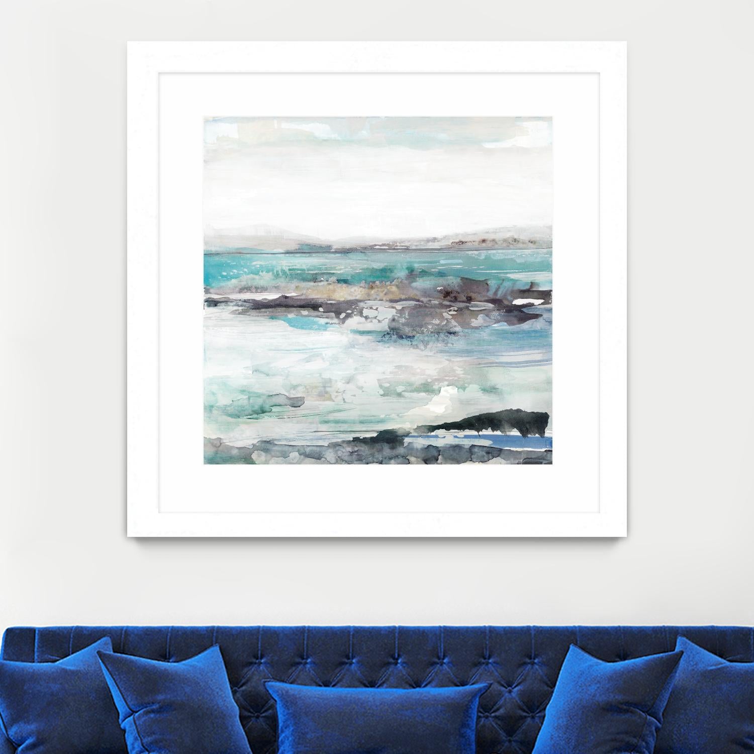 Sea Foam I by Maya Woods on GIANT ART - cyan abstract