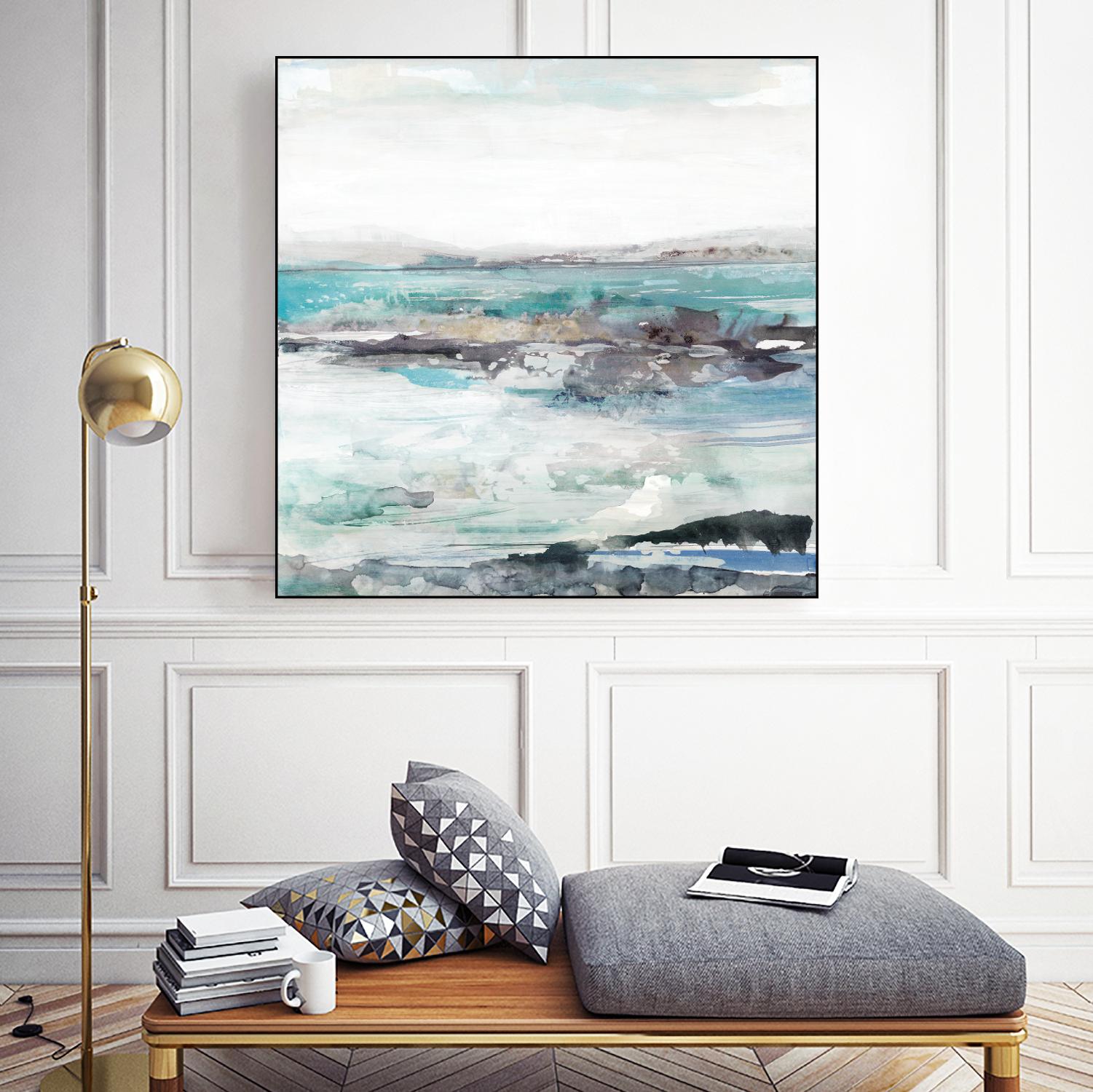 Sea Foam I by Maya Woods on GIANT ART - cyan abstract