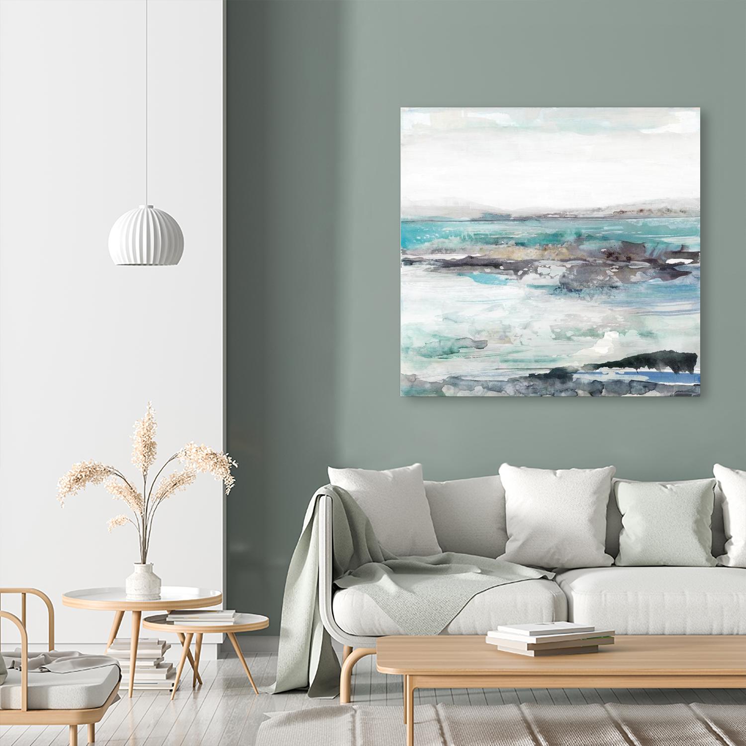 Sea Foam I by Maya Woods on GIANT ART - cyan abstract