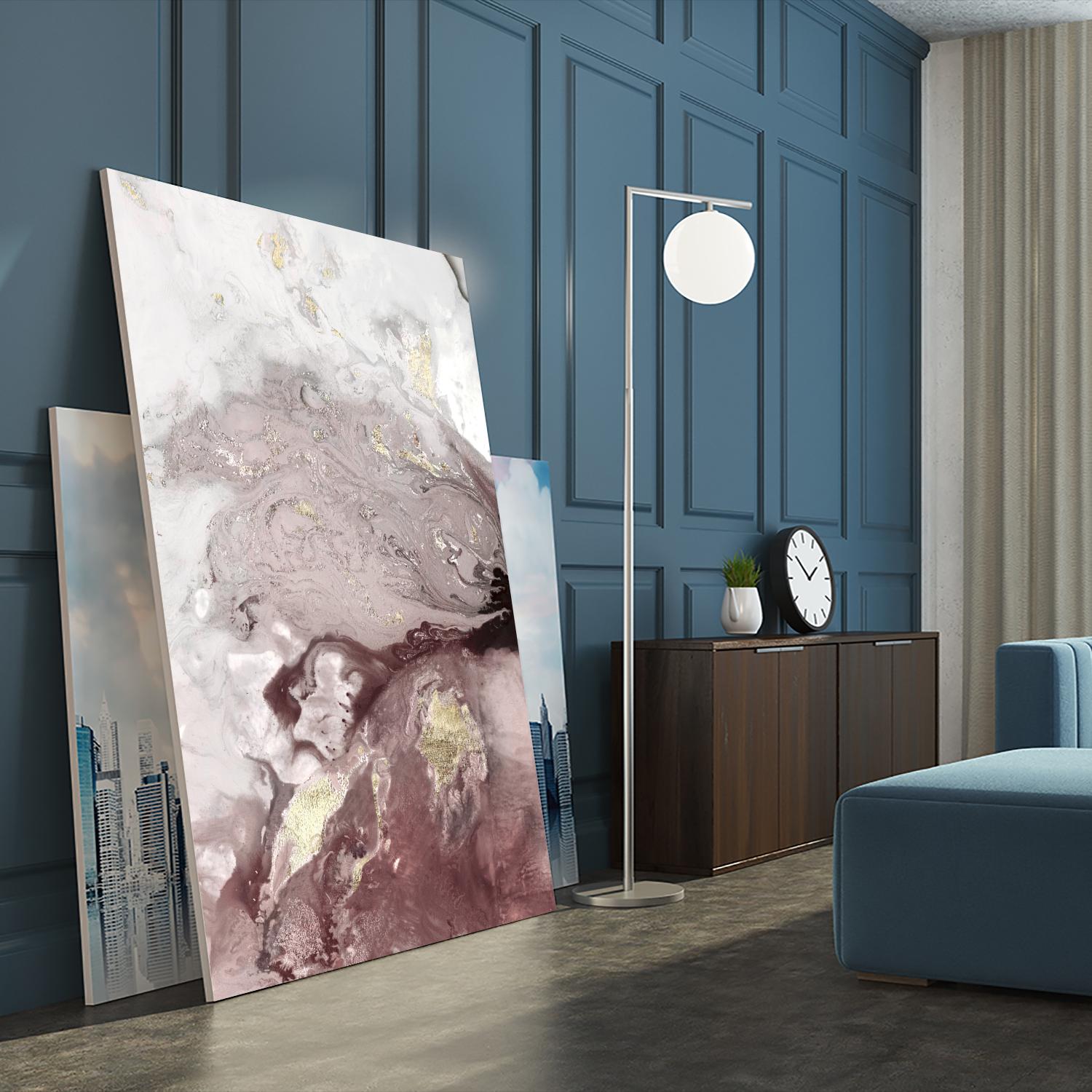 Ocean Splash I Burgundy Version by PI Studio on GIANT ART - white abstract