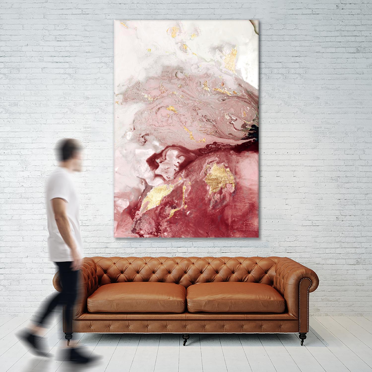 Ocean Splash I Crimson Version by PI Studio on GIANT ART - white abstract