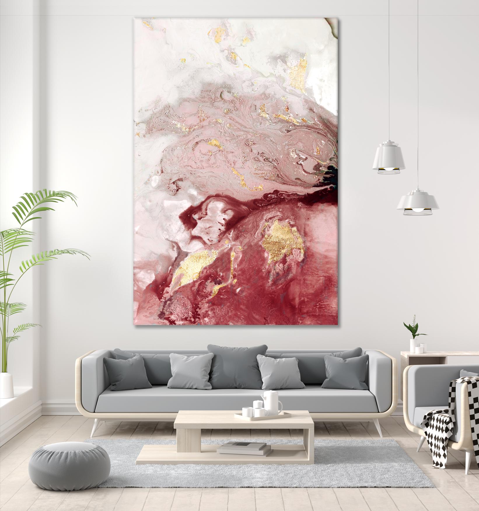 Ocean Splash I Crimson Version by PI Studio on GIANT ART - white abstract