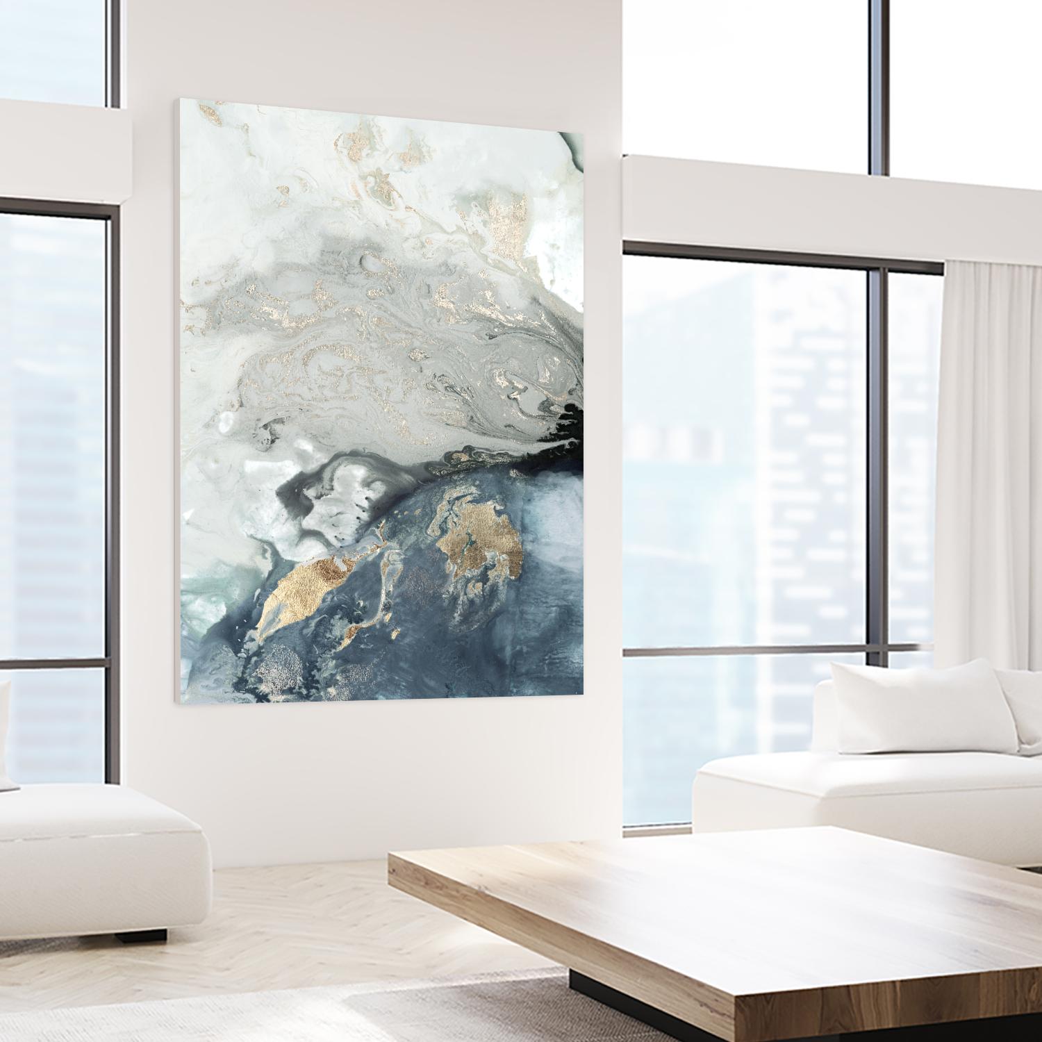 Ocean Splash I Indigo Version by PI Studio on GIANT ART - blue abstract