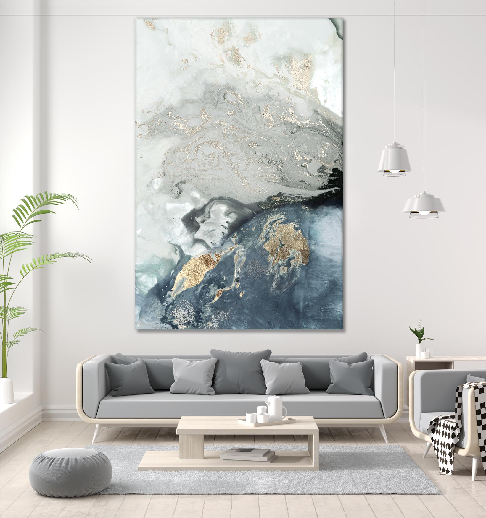 Ocean Splash I Indigo Version by PI Studio on GIANT ART - blue abstract