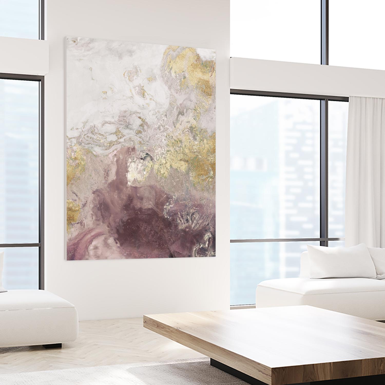 Ocean Splash II Burgundy Version by PI Studio on GIANT ART - gold abstract