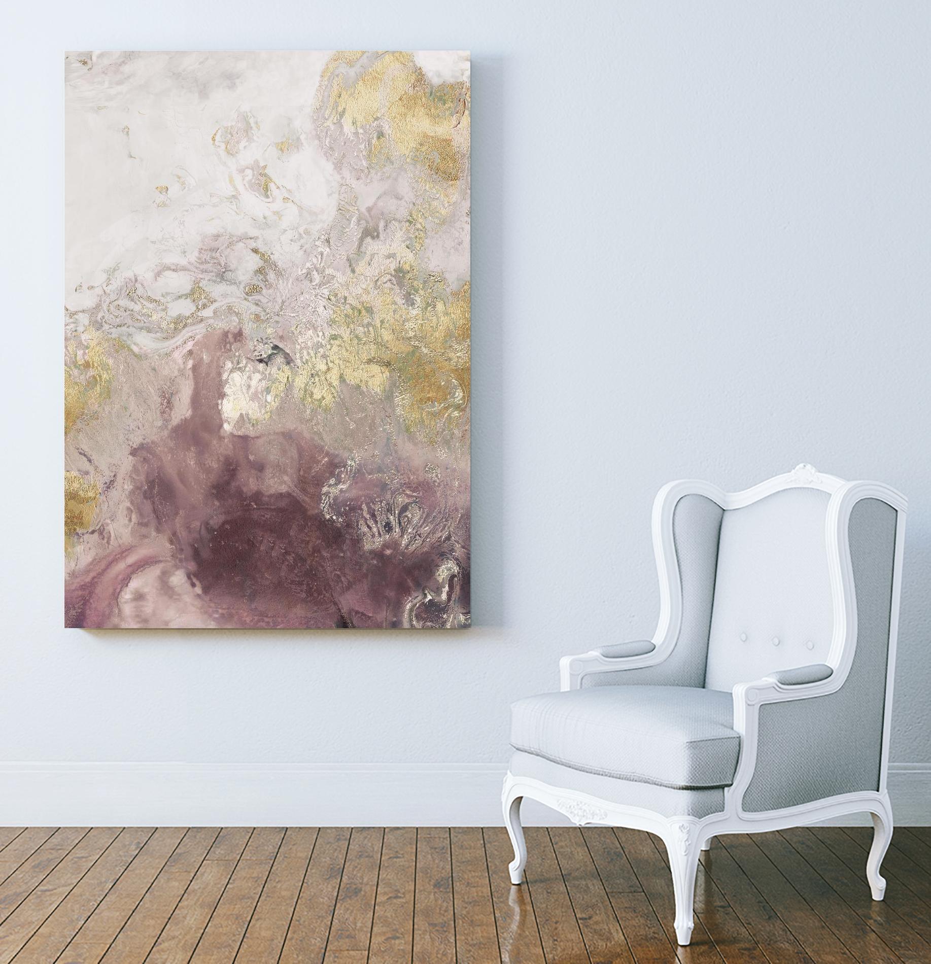 Ocean Splash II Burgundy Version by PI Studio on GIANT ART - gold abstract