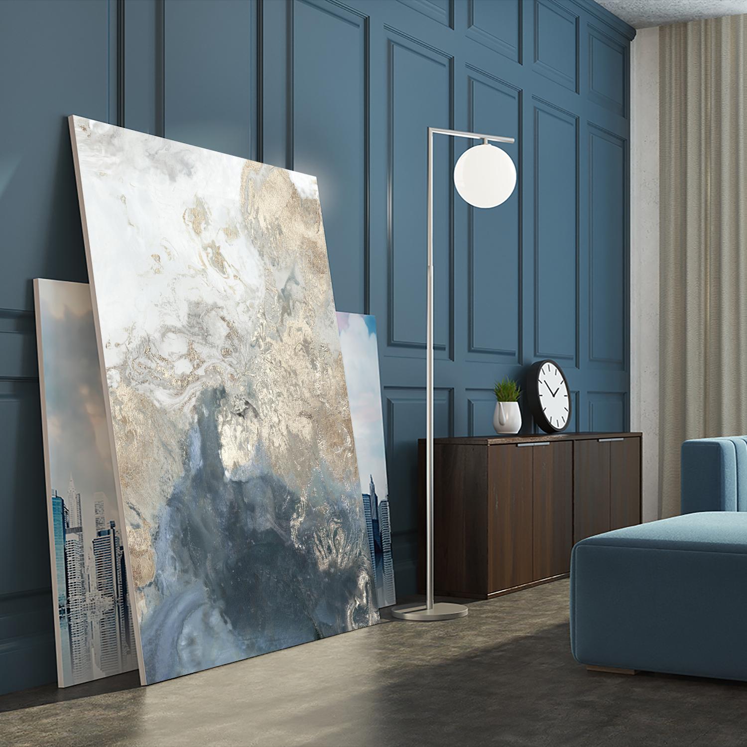 Ocean Splash II Indigo Version by PI Studio on GIANT ART - gold abstract