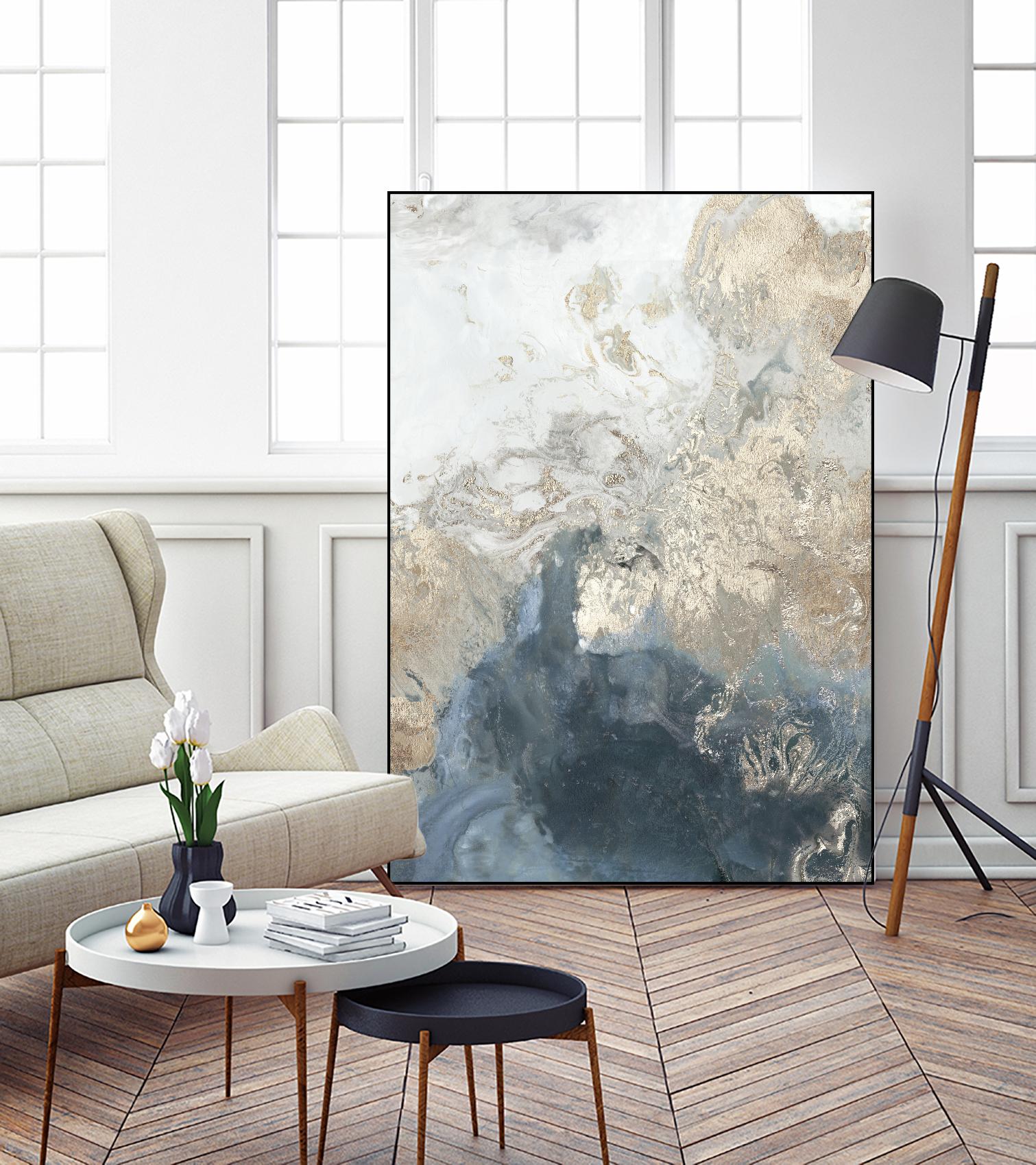 Ocean Splash II Indigo Version by PI Studio on GIANT ART - gold abstract