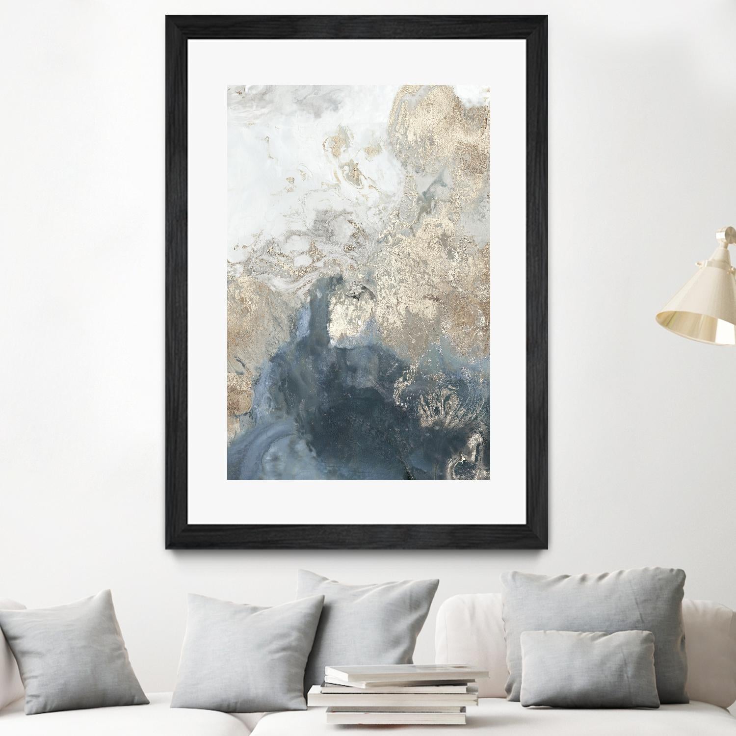 Ocean Splash II Indigo Version by PI Studio on GIANT ART - gold abstract