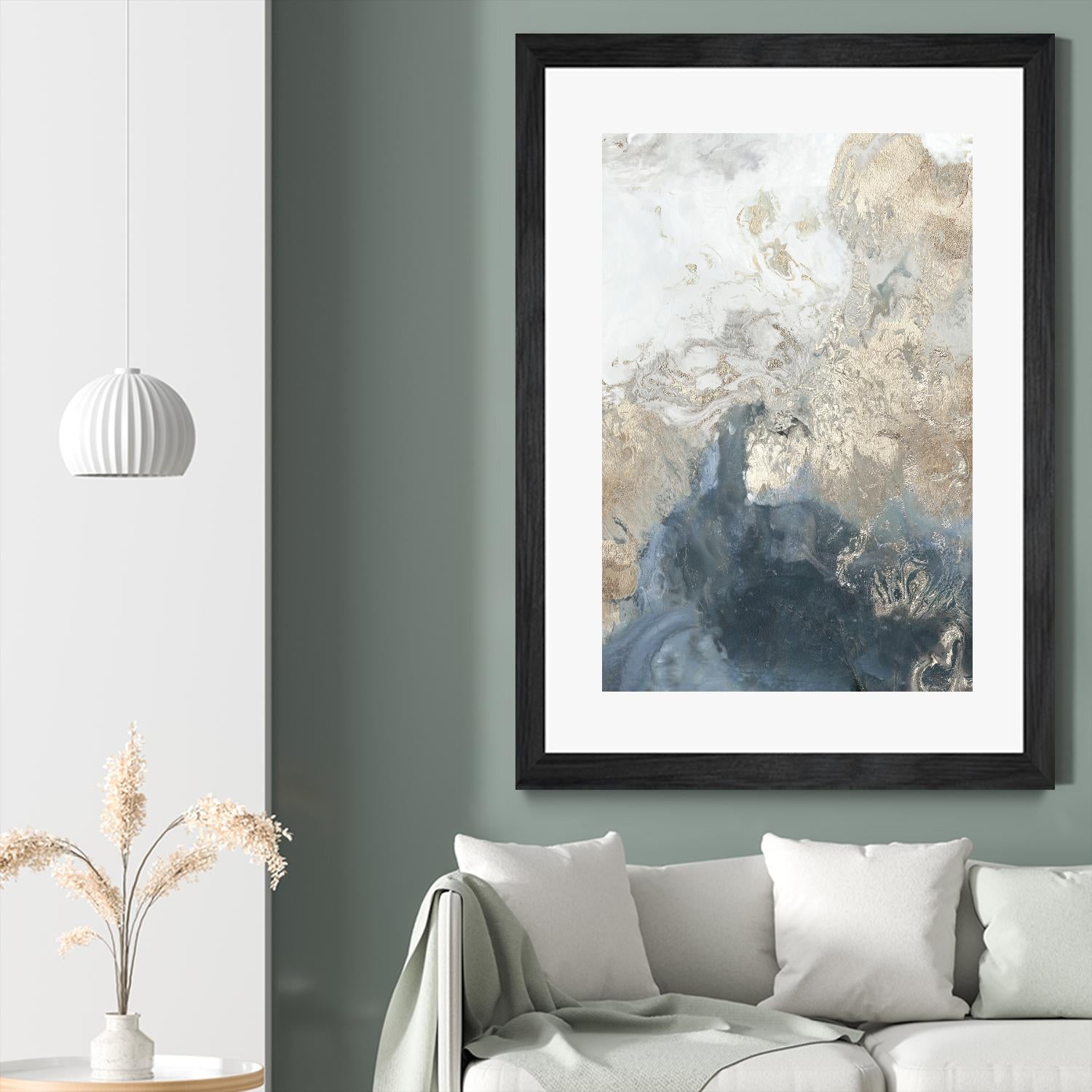 Ocean Splash II Indigo Version by PI Studio on GIANT ART - gold abstract