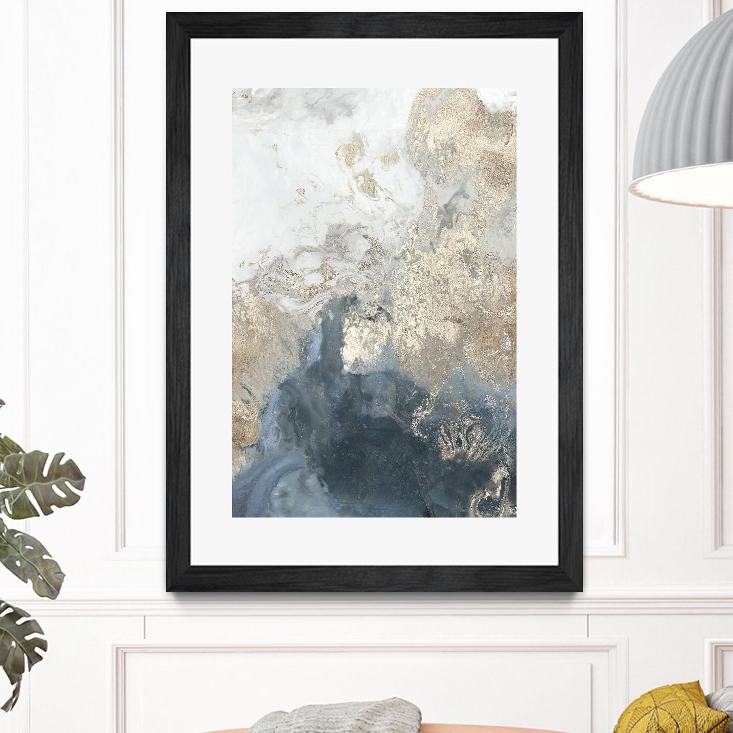 Ocean Splash II Indigo Version by PI Studio on GIANT ART - gold abstract