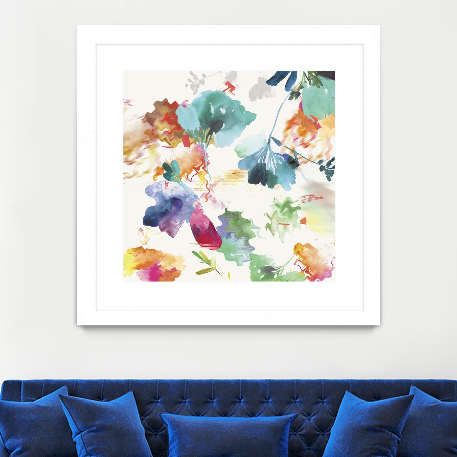 Glitchy Floral I by PI Studio on GIANT ART - blue abstract