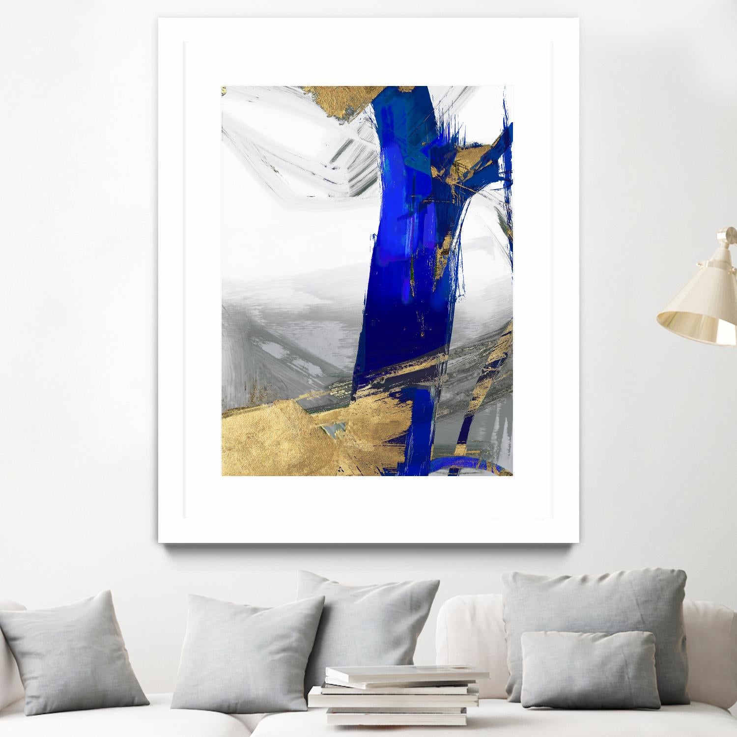 Indigo Abstract IV by PI Studio on GIANT ART - gold abstract